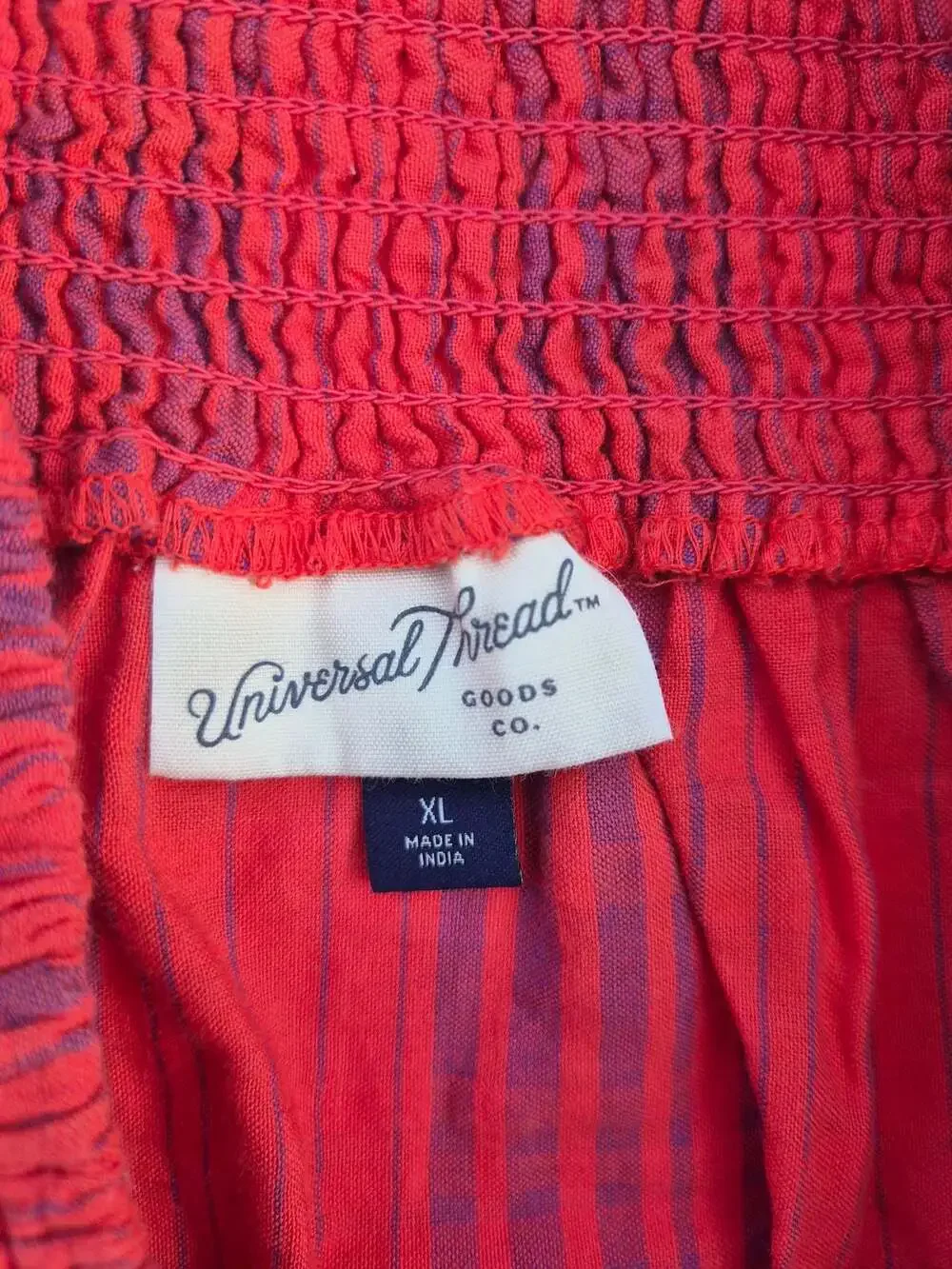 Universal Thread Red and Blue Striped Smocked Waist Tiered Skirt